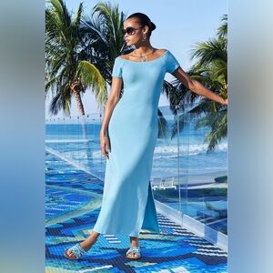 Boston Proper Sky Blue Cotton Maxi Dress – Size S